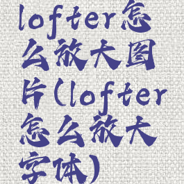 lofter怎么放大图片(lofter怎么放大字体)