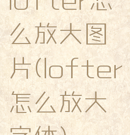 lofter怎么放大图片(lofter怎么放大字体)