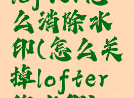 lofter怎么消除水印(怎么关掉lofter的水印)