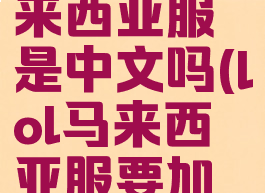 lol手游马来西亚服是中文吗(lol马来西亚服要加速器吗)