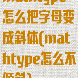 mathtype怎么把字母变成斜体(mathtype怎么不倾斜)