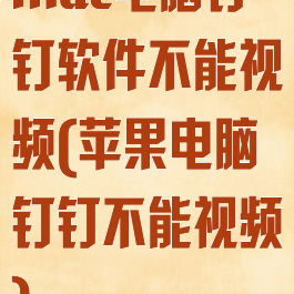 mac电脑钉钉软件不能视频(苹果电脑钉钉不能视频)