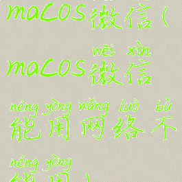 macos微信(macos微信能用网络不能用)