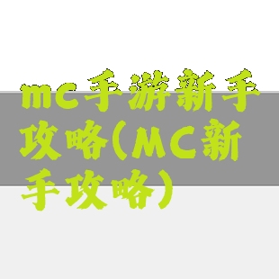 mc手游新手攻略(MC新手攻略)