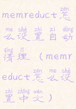 memreduct怎么设置自动清理(memreduct怎么设置中文)