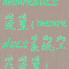 memreduct设置(memreduct系统工作设置)