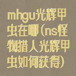 mhgu光辉甲虫在哪(ns怪物猎人光辉甲虫如何获得)