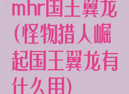 mhr国王翼龙(怪物猎人崛起国王翼龙有什么用)