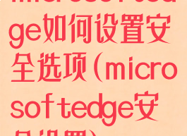 microsoftedge如何设置安全选项(microsoftedge安全设置)