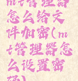 mt管理器怎么给文件加密(mt管理器怎么设置密码)