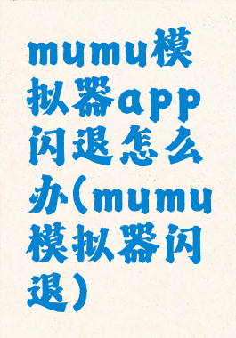 mumu模拟器app闪退怎么办(mumu模拟器闪退)