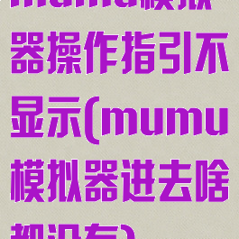 mumu模拟器操作指引不显示(mumu模拟器进去啥都没有)