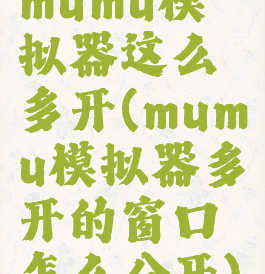 mumu模拟器这么多开(mumu模拟器多开的窗口怎么分开)