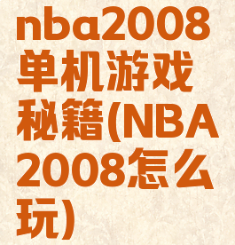 nba2008单机游戏秘籍(NBA2008怎么玩)