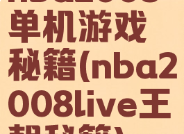 nba2008单机游戏秘籍(nba2008live王朝秘籍)