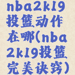 nba2k19投篮动作在哪(nba2k19投篮完美诀窍)