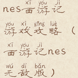 nes西游记游戏攻略(西游记nes无敌版)