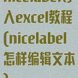 nicelabel导入excel教程(nicelabel怎样编辑文本)