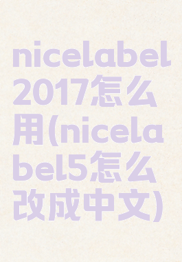 nicelabel2017怎么用(nicelabel5怎么改成中文)