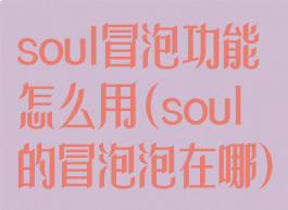 soul冒泡功能怎么用(soul的冒泡泡在哪)