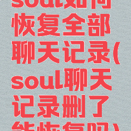 soul如何恢复全部聊天记录(soul聊天记录删了能恢复吗)