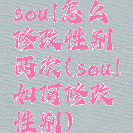 soul怎么修改性别两次(soul如何修改性别)