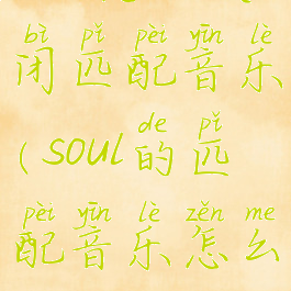 soul怎么关闭匹配音乐(soul的匹配音乐怎么关)