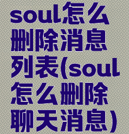 soul怎么删除消息列表(soul怎么删除聊天消息)