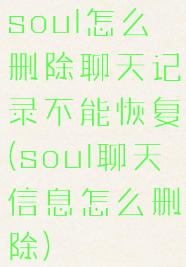 soul怎么删除聊天记录不能恢复(soul聊天信息怎么删除)