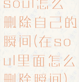 soul怎么删除自己的瞬间(在soul里面怎么删除瞬间)