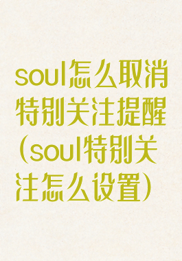 soul怎么取消特别关注提醒(soul特别关注怎么设置)