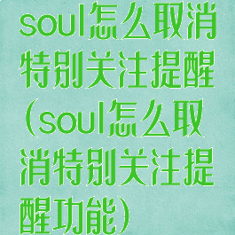 soul怎么取消特别关注提醒(soul怎么取消特别关注提醒功能)