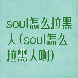 soul怎么拉黑人(soul怎么拉黑人啊)