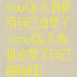 soul怎么看谁给自己点赞了(soul怎么看谁点赞了自己的瞬间)