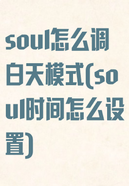 soul怎么调白天模式(soul时间怎么设置)