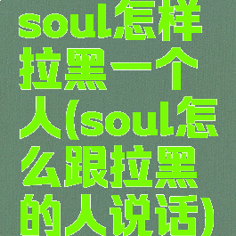 soul怎样拉黑一个人(soul怎么跟拉黑的人说话)