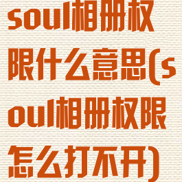 soul相册权限什么意思(soul相册权限怎么打不开)