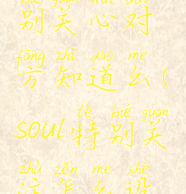 soul设置特别关心对方知道么(soul特别关注怎么设置)