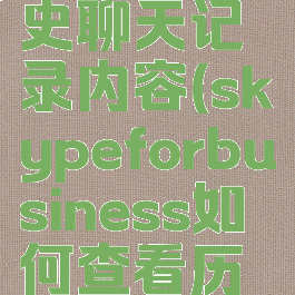 skype如何查看历史聊天记录内容(skypeforbusiness如何查看历史聊天记录)