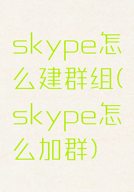 skype怎么建群组(skype怎么加群)