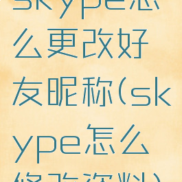 skype怎么更改好友昵称(skype怎么修改资料)