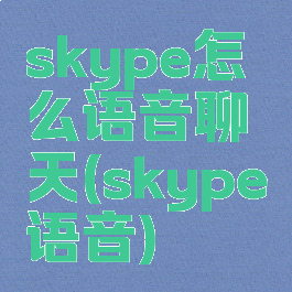 skype怎么语音聊天(skype语音)