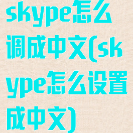 skype怎么调成中文(skype怎么设置成中文)