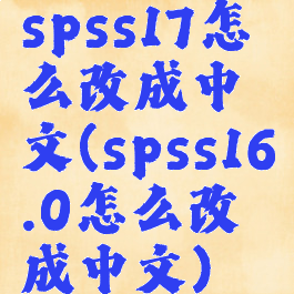 spss17怎么改成中文(spss16.0怎么改成中文)