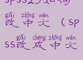 spss23如何改中文(spss改成中文)