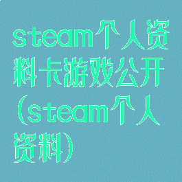 steam个人资料卡游戏公开(steam个人资料)