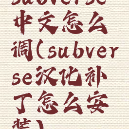 subverse中文怎么调(subverse汉化补丁怎么安装)