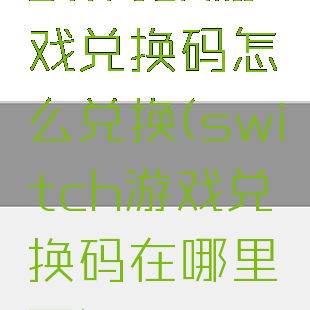 switch游戏兑换码怎么兑换(switch游戏兑换码在哪里买)