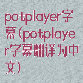 potplayer字幕(potplayer字幕翻译为中文)