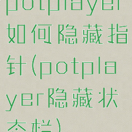potplayer如何隐藏指针(potplayer隐藏状态栏)